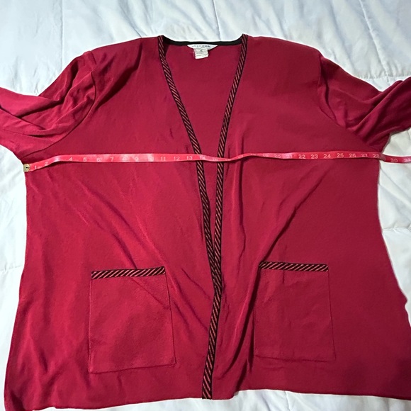 Exclusively Misook Plus Size Open Cardigan Sweater Red Black 3X - Picture 5 of 8